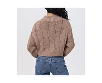 525 Women's Lola Lurex Cable Cropped Pullover