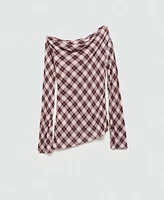 Mango Women's Asymmetric Checked Blouse