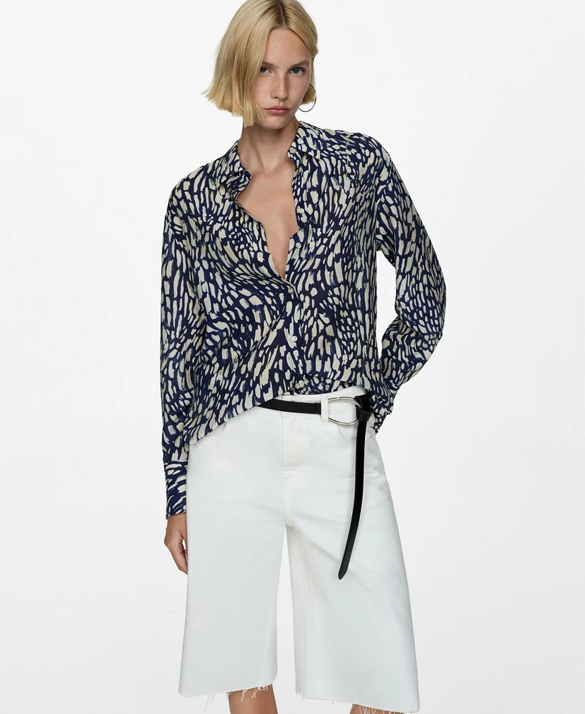 Mango Women's Lyocell Printed Shirt