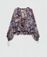 Mango Women's Ruffles Detail Paisley Blouse