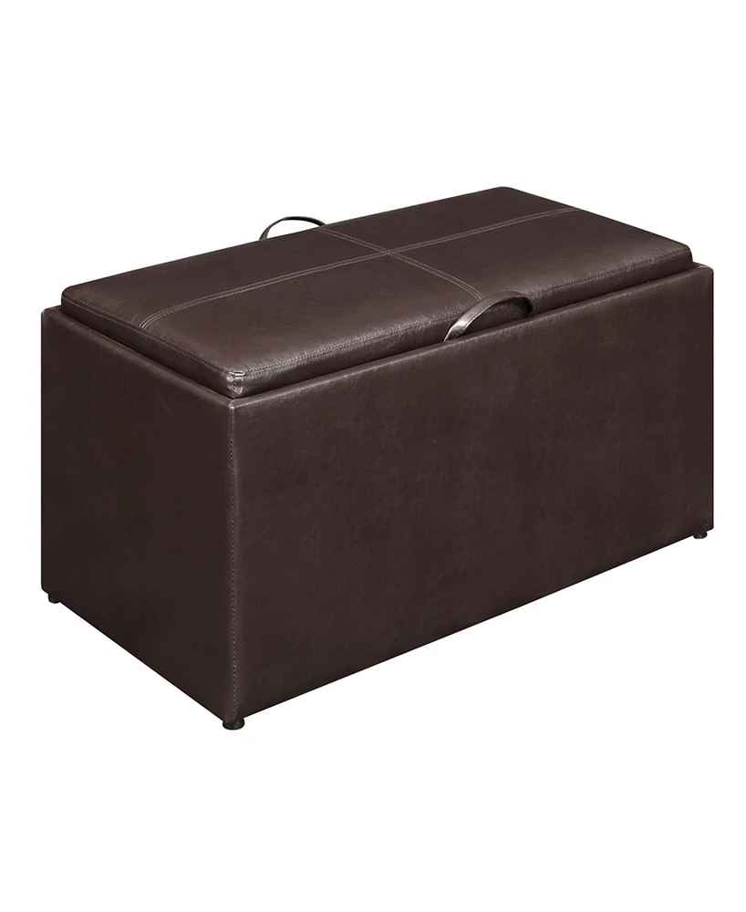Convenience Concepts 35" Faux Leather Sheridan Storage Bench with Tray and Stools