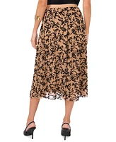 Vince Camuto Women's Floral-Flocked Pull-On Midi Skirt