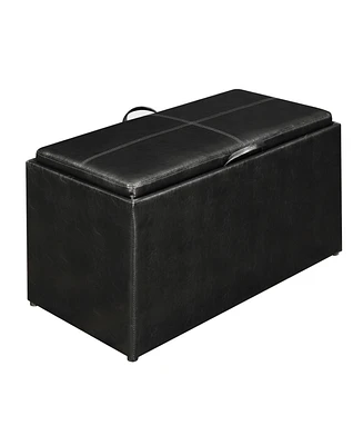 Convenience Concepts 35" Faux Leather Sheridan Storage Bench with Tray and Stools