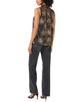 Vince Camuto Women's Metallic-Print Cowl-Neck Sleeveless Top