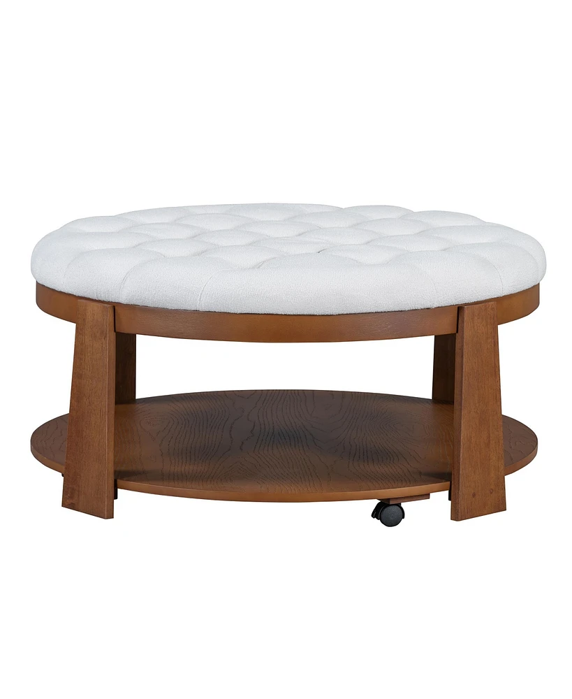Streamdale Furniture Modern Large Round Ottoman Coffee Table 2