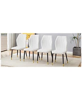4 modern dining chairs with stylish Pu patterned backrest and black metal legs for a comfortable home experience in the kitchen