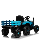 Streamdale Furniture Ride on Tractor with Trailer,24V 400W Powered Electric Tractor Toy w/Remote Control, electric car for kids