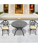 Streamdale Furniture (Cushions In Random Colors)3-Piece Set Of Cast Aluminum Patio Furniture With Cushions