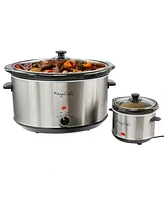 MegaChef 8 Liter Slow Cooker with Mini 0.6 Liter Warmer