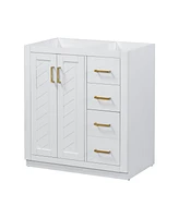 Simplie Fun 30" Bathroom Vanity without Sink, Solid Wood Frame Bathroom Storage Cabinet Only, Freestanding Vanity Set with 3 Drawers& Soft Closing Doo