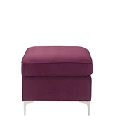 Simplie Fun Jaszira Ottoman, Burgundy Velvet