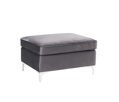 Streamdale Furniture Jaszira Ottoman, Gray Velvet