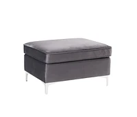 Simplie Fun Jaszira Ottoman, Gray Velvet