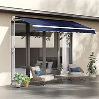 10' x 8' Retractable Awning, Patio Awnings, Sunshade Shelter w/ Manual Crank Handle, Uv & Water-Resistant Fabric and Aluminum Frame for Deck, Balcony,