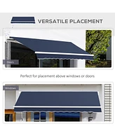 Simplie Fun 10' x 8' Retractable Awning, Patio Awnings, Sunshade Shelter w/ Manual Crank Handle, Uv & Water