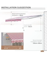 Streamdale Furniture 10' x 8' Retractable Awning, Patio Awnings, Sunshade Shelter w/ Manual Crank Handle, Uv & Water