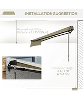 8' x 6.5' Retractable Awning, Patio Awning Sunshade Shelter with Manual Crank Handle, 280gsm Uv Resistant Fabric and Aluminum Frame for Deck, Balcony,