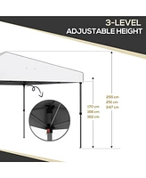 9.7' x 9.7' Pop Up Canopy with Sidewalls, Portable Canopy Tent with 2 Mesh Windows, Reflective Strips, Carry Bag for Events, Outdoor Party, Vendor Can