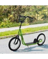 Streamdale Furniture Youth Scooter Kick Scooter for Kids 5+ with Adjustable Handlebar 16" Front and Rear Dual Brakes Inflatable Wheels, Light Green