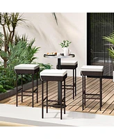 Costway Patio Rattan Barstools Set of Outdoor Wicker Bar Height Chairs with Footrest