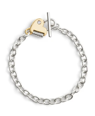 Coach Faux Stone Signature Heart Padlock Charm Bracelet - Two