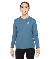 Nike Big Kids Sportswear Logo Embroidered Long-Sleeve T-Shirt