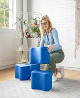 ECR4Kids SoftZone Toddler Modular Stool Set, Blue, 2-Pack