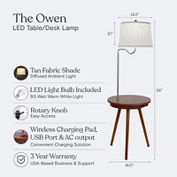 Owen Led Table and Lamp Bundle with Usb Charging Port (56")