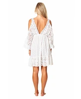 La Moda Clothing Women's Lace Open Shoulder Dress