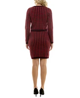 Taylor Women's Houndstooth Mini Sweater Dress and Jacket