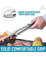 Zulay Kitchen Easy Grip Stainless Steel Tongs With Lock Mechanism