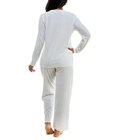 Roudelain Women's Cable-Knit Wide-Leg Pajama Set