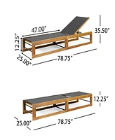 Streamdale Furniture Mia Chaise Lounges: Breathable Mesh, Acacia Wood, Outdoor Comfort