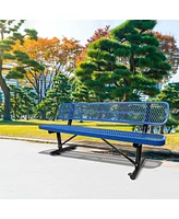 6 ft. Outdoor Steel Bench with Backrest in Blue