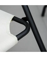 Garden Rocking Chair, Outdoor Indoor Sling Fabric Rocker for Patio, Balcony, Porch, Cream White