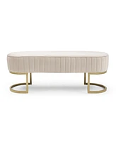 Simplie Fun Bench Bedroom Bench, Velvet Oval Upholstered End of Bed Bench with Golden Metal Legs, 48" Modern Storage Ottoman Bench for BedroomLiving R