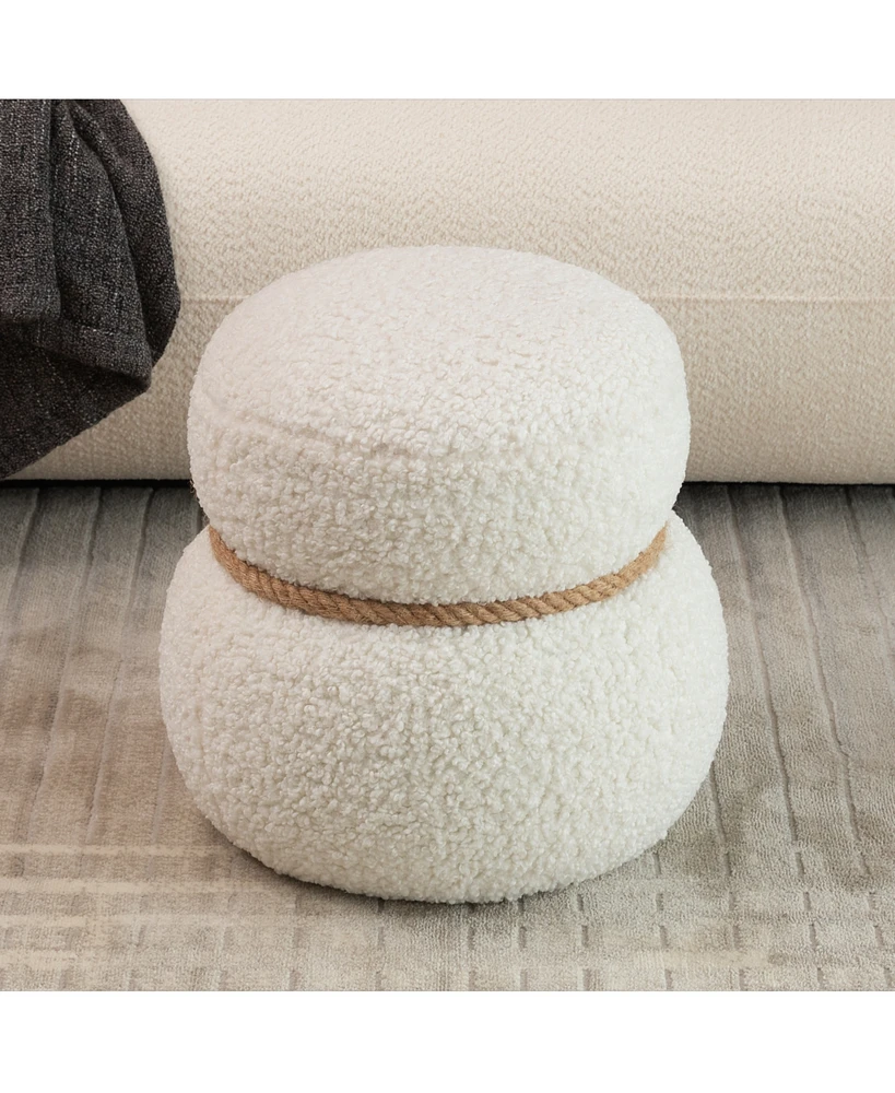 WKJ1Y White snowman stool, Greig plush cushion, playful and cute, suitable for any spacehite