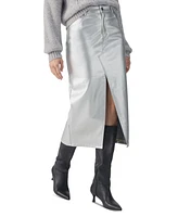 Sanctuary Women's Metallic Faux-Leather Midi Skirt