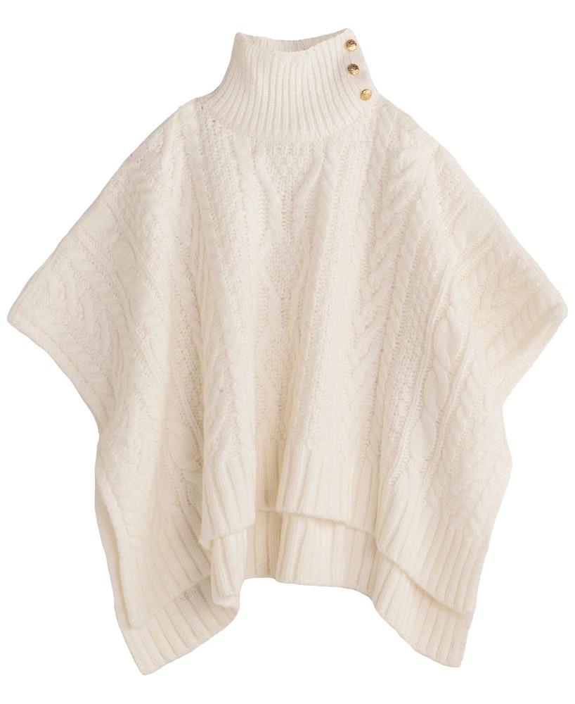 Lauren Ralph Lauren Crest Button Cable Poncho