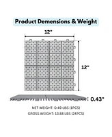 Streamdale Furniture 12 x 12 Inch Gray Interlocking Deck Tiles Plastic Waterproof Outdoor All Weather Anti-slip Bathroom Shower Balcony Porch Strong W