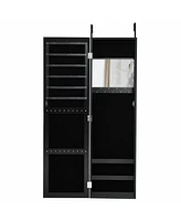 Sugift Full Length Mirror Jewelry Cabinet with Ring Slots and Necklace Hooks