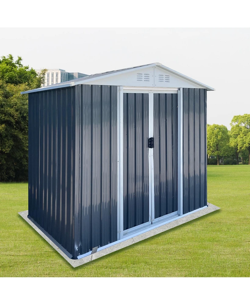 Simplie Fun Outdoor Storage Sheds 6FTx4FT Apex Roof Grey