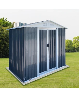 Simplie Fun Outdoor Storage Sheds 6FTx4FT Apex Roof Grey