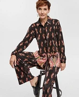 Jm Collection Womens Paisley Plisse Shirt Pull On Pants Created For Macys