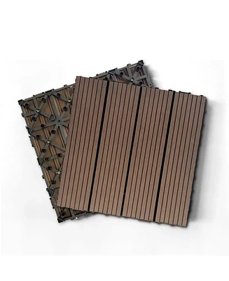 Streamdale Furniture Wood Plastic Composite Deck Tiles Set of 20pcs, Composite Decking Resist Rust, Water, Weather, Indoor&Outdoor, Easy to Diy & Main