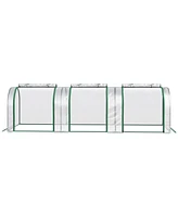 10' x 3' x 2.5' Mini Greenhouse, Portable Tunnel Green House with Roll-Up Zippered Doors, Uv Waterproof Cover, Steel Frame, Clear