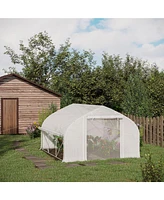 11.5' x 10' x 6.5' Walk-in Tunnel Greenhouse, Green House with Zippered Mesh Door, 7 Mesh Windows & Roll-up Sidewalls, Upgraded Gardening Plant Hot Ho