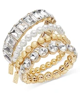 I.n.c. International Concepts 4-Pc. Set Bead, Crystal & Imitation Pearl Stretch Bracelets, Created for Macy's