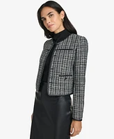 Calvin Klein Petite Round-Neck Long-Sleeve Blazer