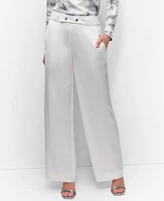 Dkny Women's Satin High-Rise Wide-Leg Pants